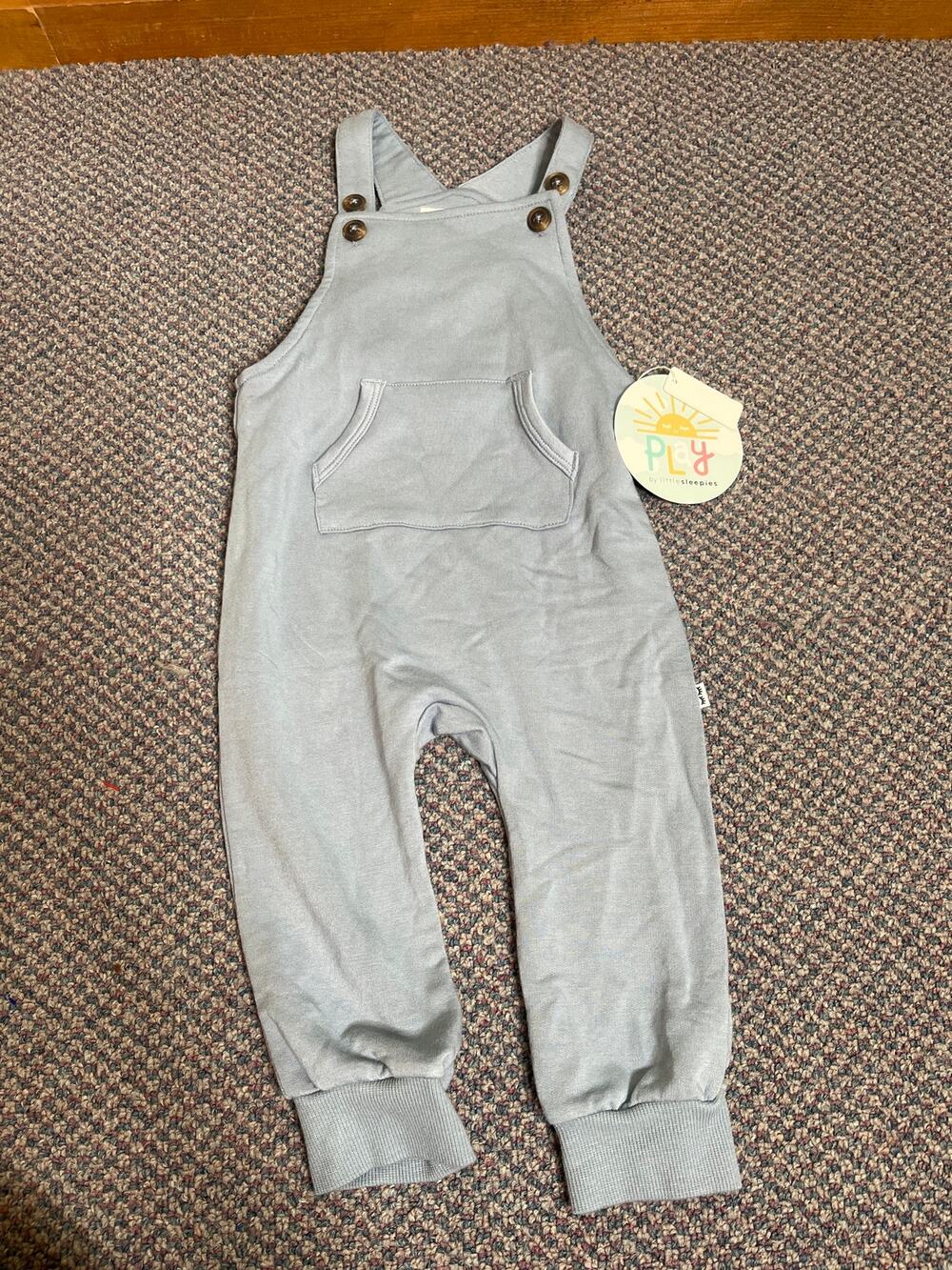 Play by Little Sleepies Overalls in Fog 12-18 monts